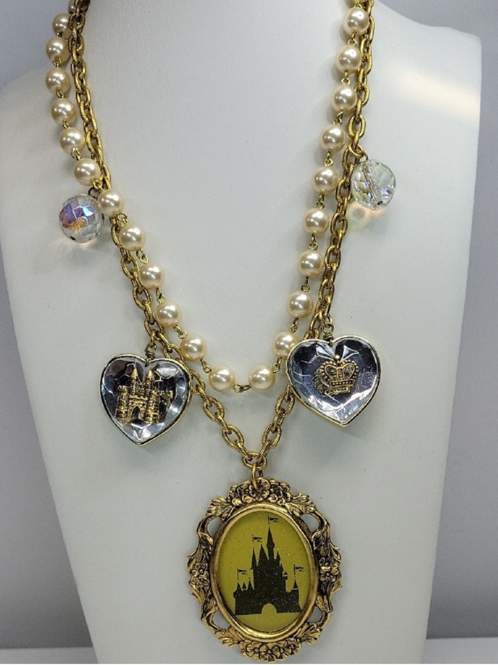 Rare John Wind Maximal Art Disney Statement Necklace Gold & Silver Like New